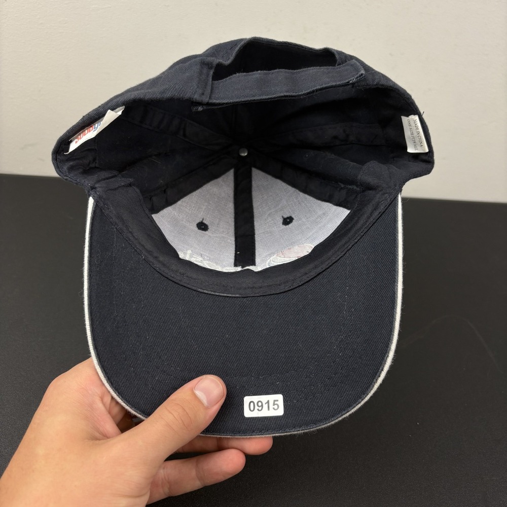 Vintage Pepsi Hat Navy Blue White Sandwich Brim Embroidered Globe Logo Strapback - Picture 5 of 6